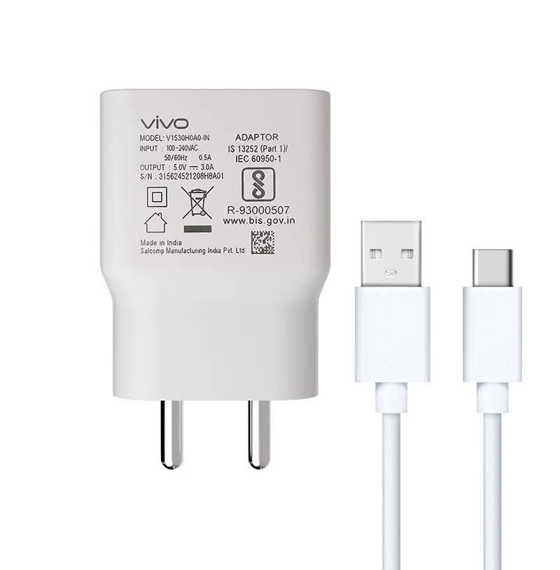 Vivo T3 Lite 5G 15W Fast Charging Charger With Type-C Data Cable