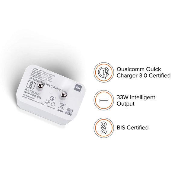 Mi Redmi Note 10S 33W Fast SonicCharge 2.0 Charger With Type C Cable (White)