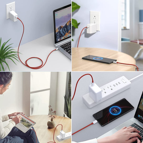 Oneplus 9 65W Warp Charger With Type-C to Type-C Data Cable Red