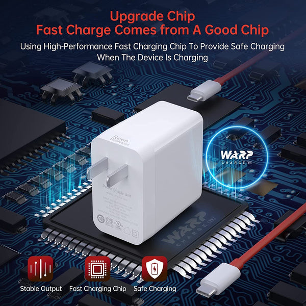 Oneplus 9 65W Warp Charger With Type-C to Type-C Data Cable Red