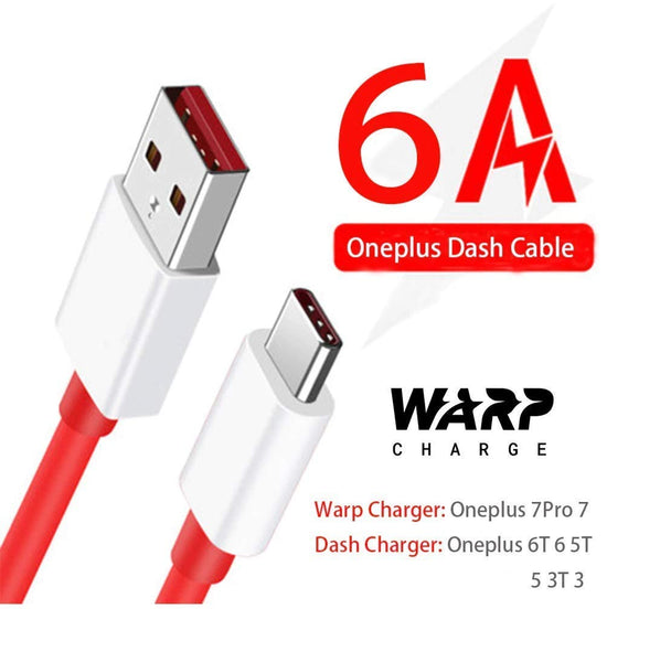 Oneplus 7T 30W Warp Charger With Type-C Data Cable Red