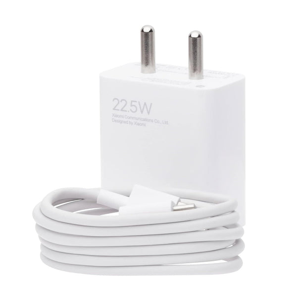 Poco M6 Pro 5G 22.5W Fast Charging Charger With Type C Cable (White)