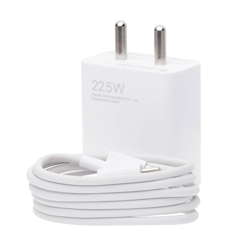 Poco M6 Pro 5G 22.5W Fast Charging Charger With Type C Cable (White)