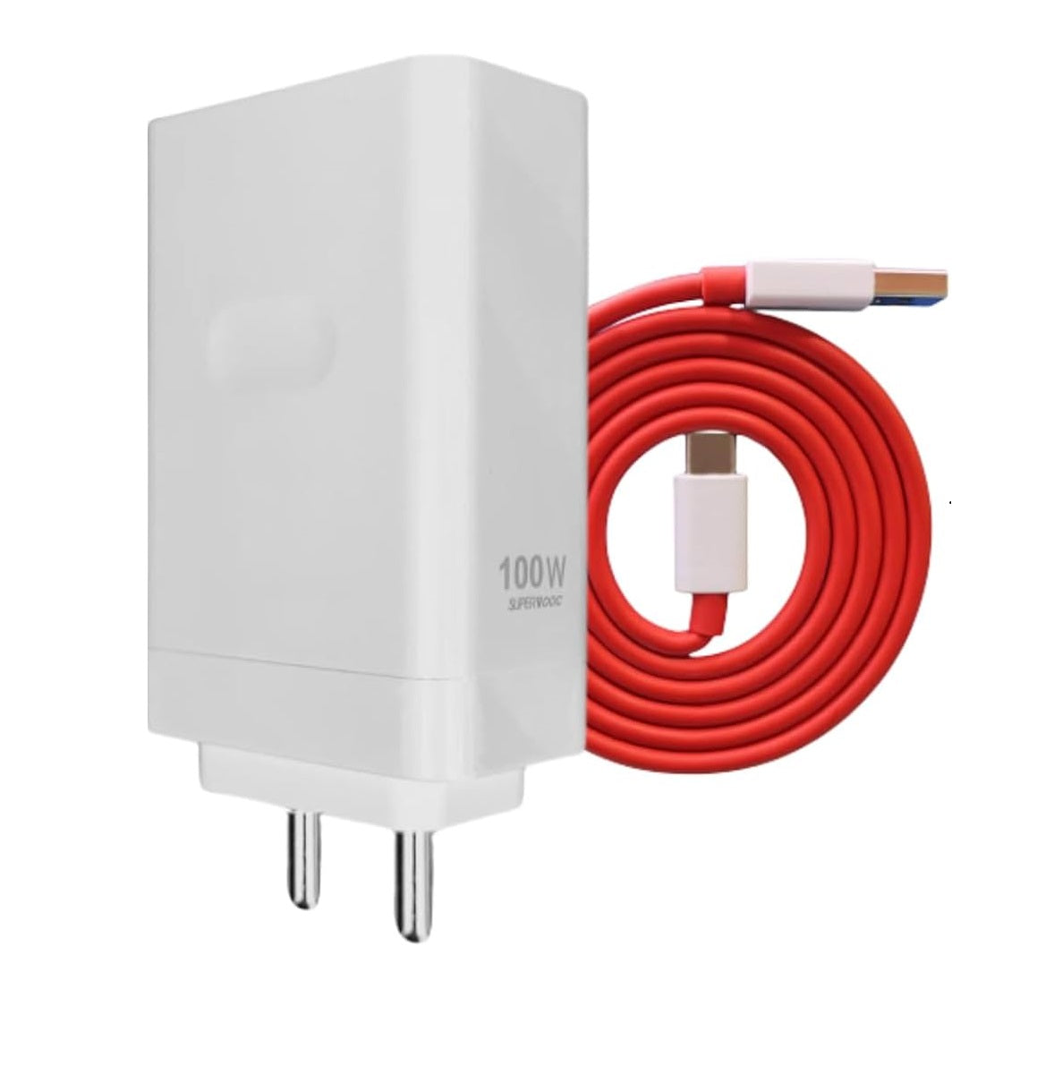 Oneplus 100W SuperVooc Fast Charger With Type-C Data Cable Red