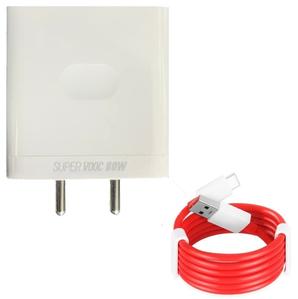 Oneplus 10T 80W SuperVooc Charger With Type-C Data Cable Red