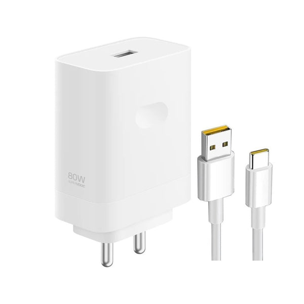 Oppo Reno15 5G 80W SuperVooc Fast Charging Charger With Type-C Data Cable