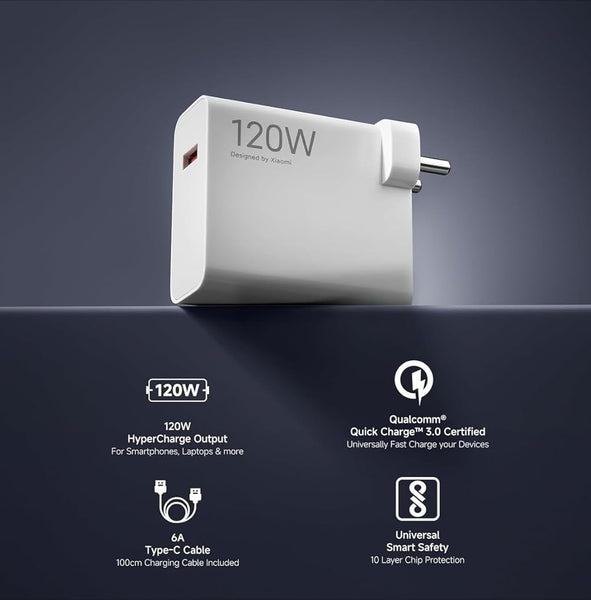 Redmi 12T 120W Hypercharge Wall Charger With Type-C Data Cable