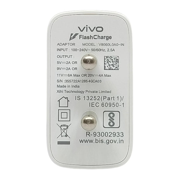 Vivo V30 Pro 80W SuperVooc Flash Charge Wall Charger With Type-C Data Cable