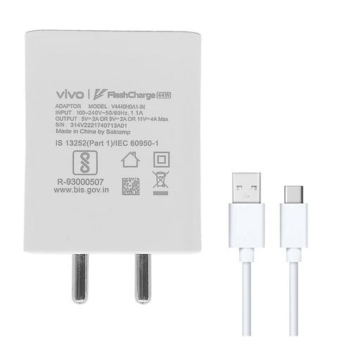 Vivo 44W Flashcharge Wall Charger With Type-C Data Cable