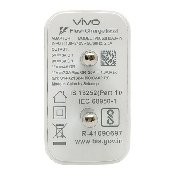 Vivo 66W Super Flash Charging Wall Charger Adapter (Only Adapter)