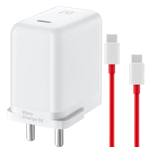 Oneplus 9RT 65W Warp Charger With Type-C to Type-C Data Cable Red