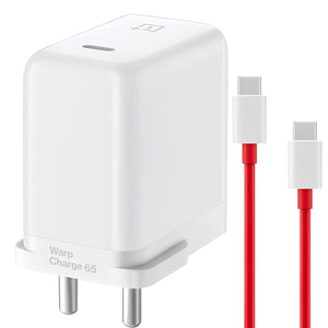 Oneplus 9 65W Warp Charger With Type-C to Type-C Data Cable Red