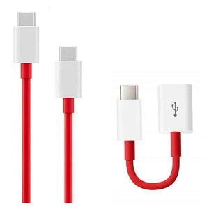 Oneplus Combo Of Warp Charge Type-C to Type-C Data Cable With OTG Red