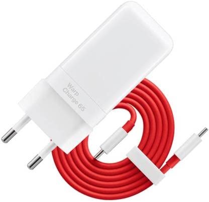 Oneplus 9R 65W Warp Charger With Type-C to Type-C Data Cable Red
