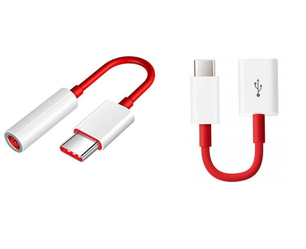 Oneplus Combo Of Type-C OTG Cable With Headphone Jack Connector Red