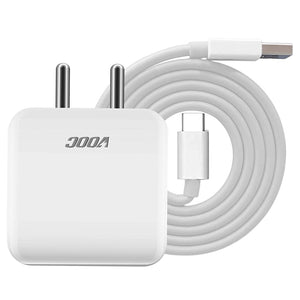 Oppo F17 4Amp Vooc Fast Charger With Type-C Data Cable White