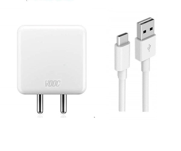 Oppo F19 4Amp Vooc Fast Charger With Type-C Data Cable White