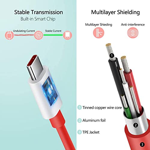 Oneplus Warp Charge Type-C Data Cable Red-1 Meter