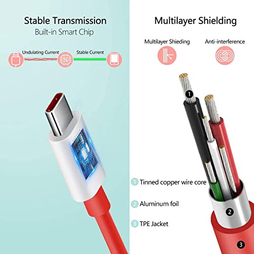 Oneplus Nord CE Warp Charge Type-C Data Cable Red-1 Meter