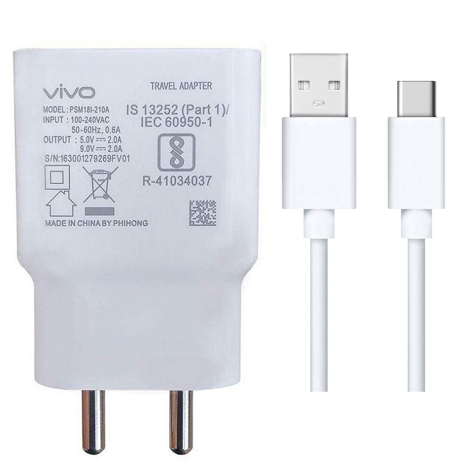 Vivo S1 Pro 3Amp Dual Engine Fast Charger With Type-C Data Cable