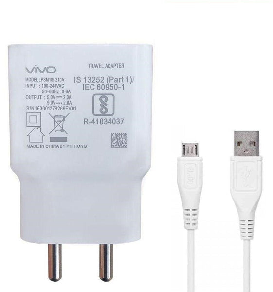 Vivo Combo Of 3Amp Fast Charger With Micro Usb Data Cable And Power Bank Cable White