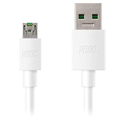 Oppo F11 Pro Vooc Fast Charging Micro Data Cable White-1 Meter